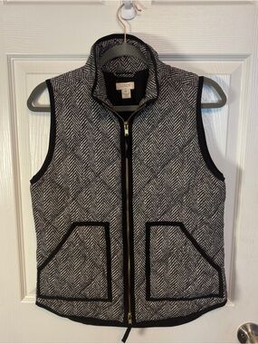 J. Crew Black and White Herringbone Zip Vest Size XS